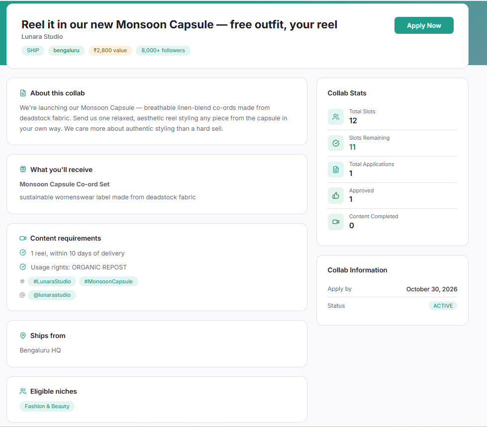 Campaign details page